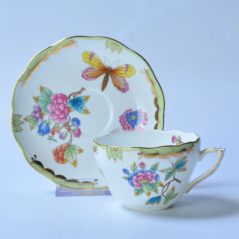 Coffee Tea Gift Basket - Klassische Tasse und Untertasse, Blumenkorb-Kaffeetasse, Nachmittagstee-Tasse,