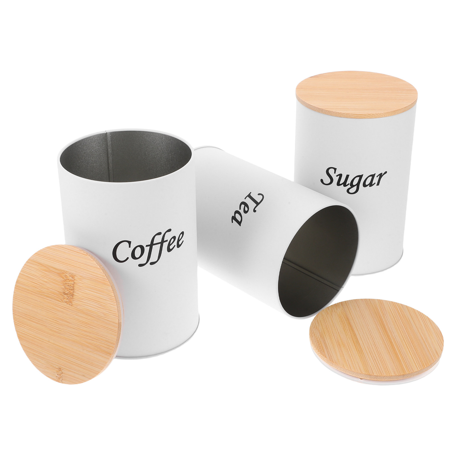 Canister Coffee Sugar Tea - 3-teiliges Luftdichtes Rundes Vorratsdosen-Set mit Verzinktem