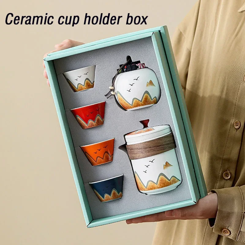 Coffee Tea Gift Set - Geschenkbox, Keramik-Teetasse im chinesischen Stil, Teekanne