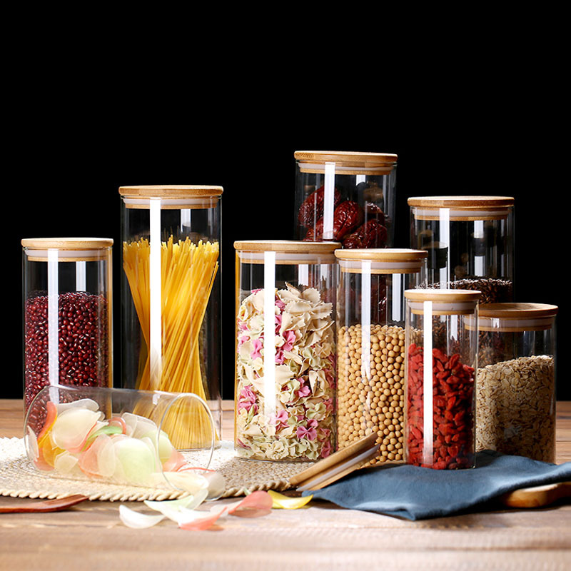 Coffee Tea Leaf And Bean - Lebensmittelaufbewahrungsgläser aus Glas mit luftdichtem Bambusdeckel,