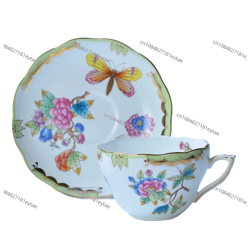 Coffee Tea Gift Basket - Klassisches Blumenkorb-Kaffeetassen- und Untertassen-Set, Nachmittagstee-Tasse für