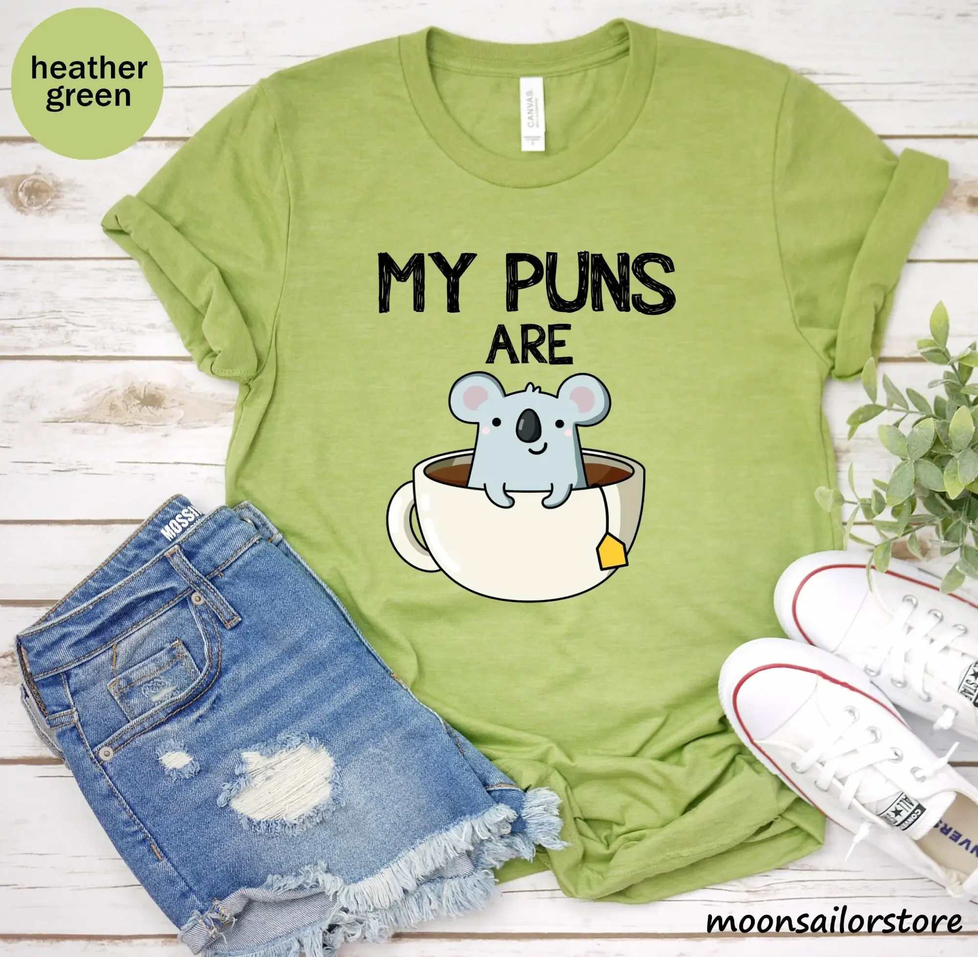 Coffee Tea Jokes - My Puns Are Koala Tea T-Shirt,