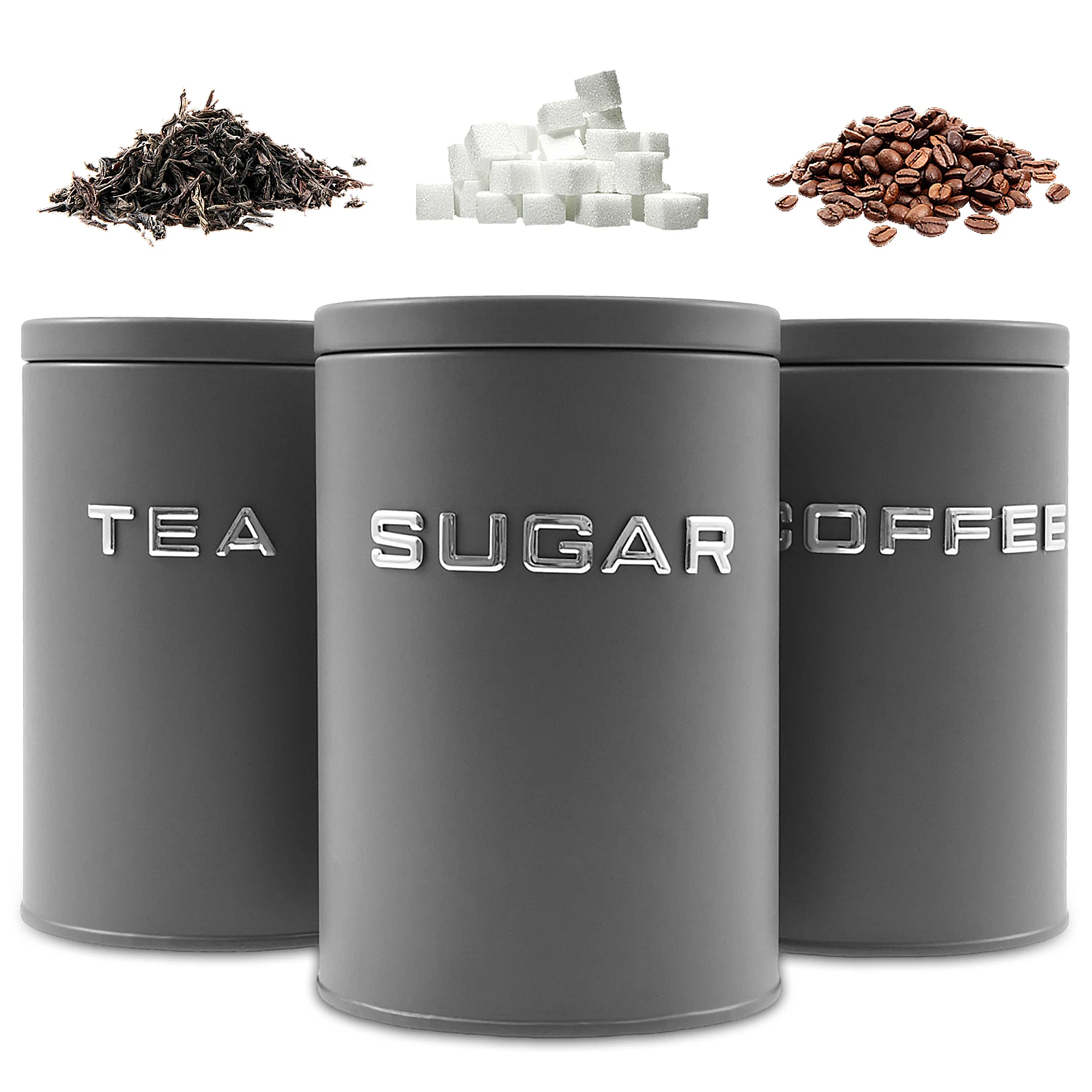 Canister Coffee Sugar Tea - 3-teiliges Glas für Tee, Kaffee, Zucker,