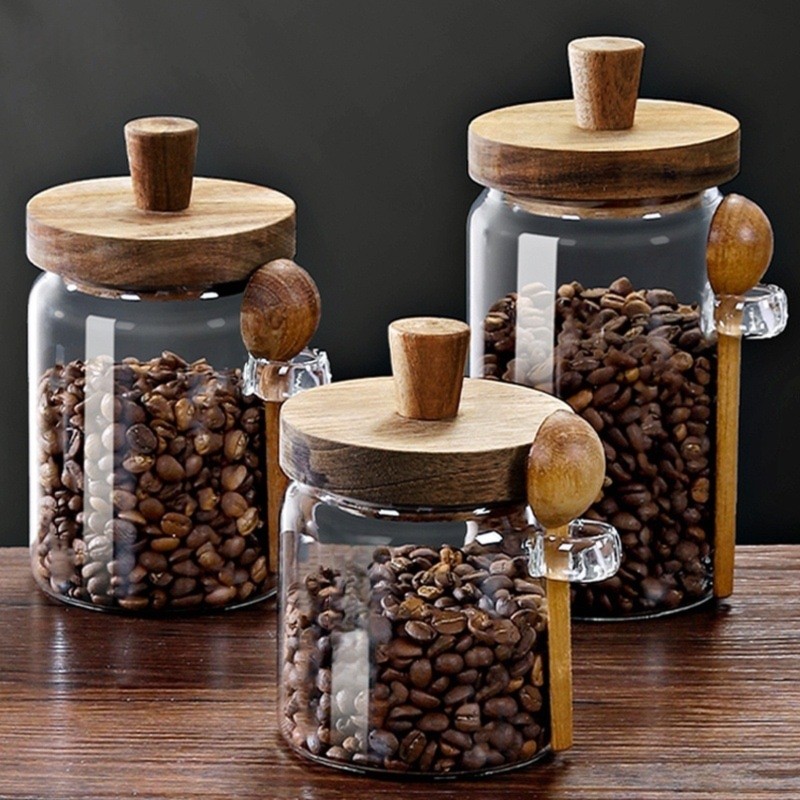 ABJI-Glasbehälter mit Holzdeck – Canister Coffee Sugar Tea Bewertung und Preis