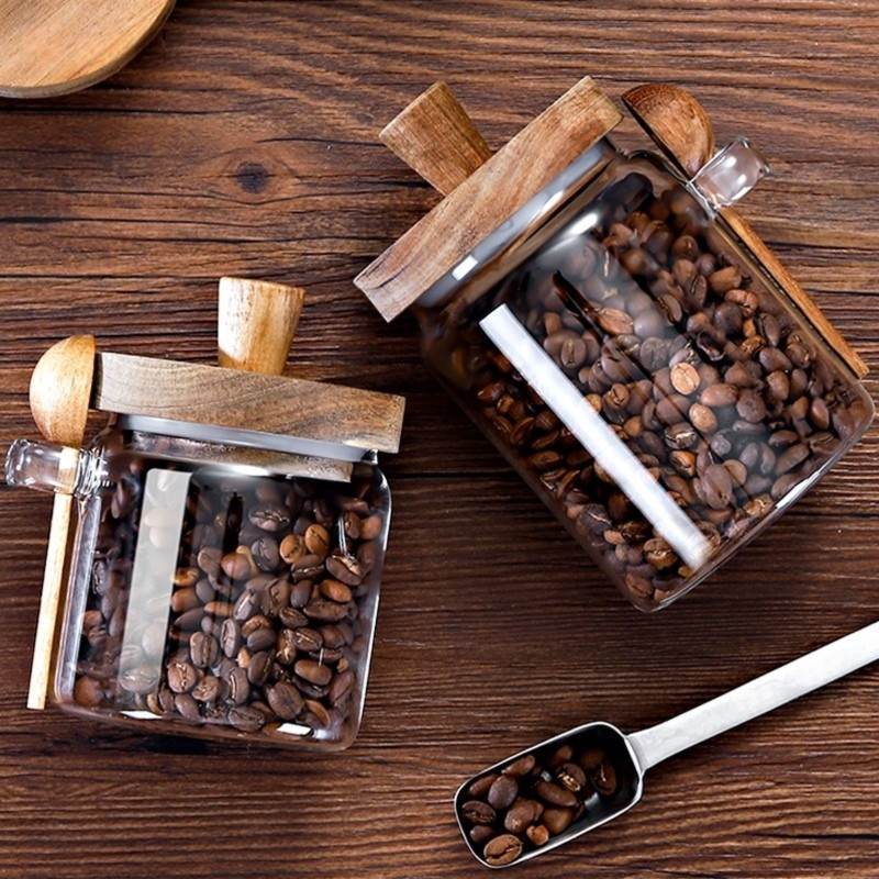 ABJI-Glasbehälter mit Holzdeck – Canister Coffee Sugar Tea Bewertung und Preis