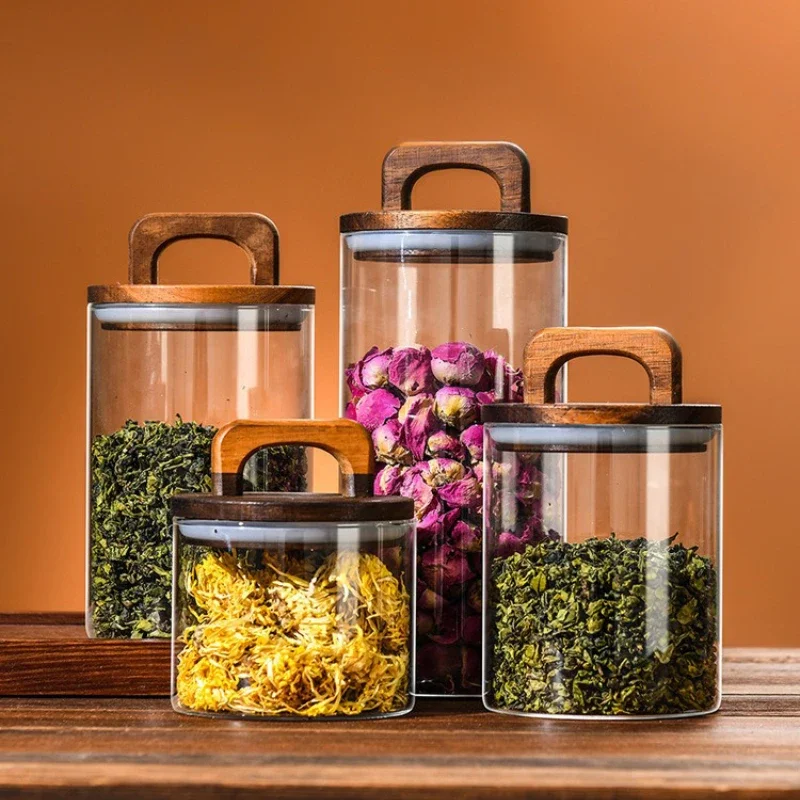Klarglasbehälter mit Bambusdec – Canister Coffee Sugar Tea Bewertung und Preis