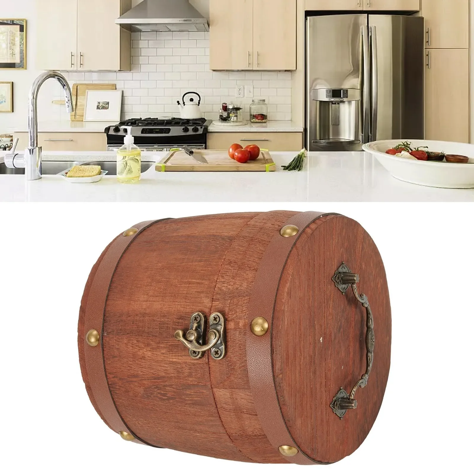 1pc Tragbare Tee Holz-Fass Kan – Coffee Tea Leaf And Bean Bewertung und Preis