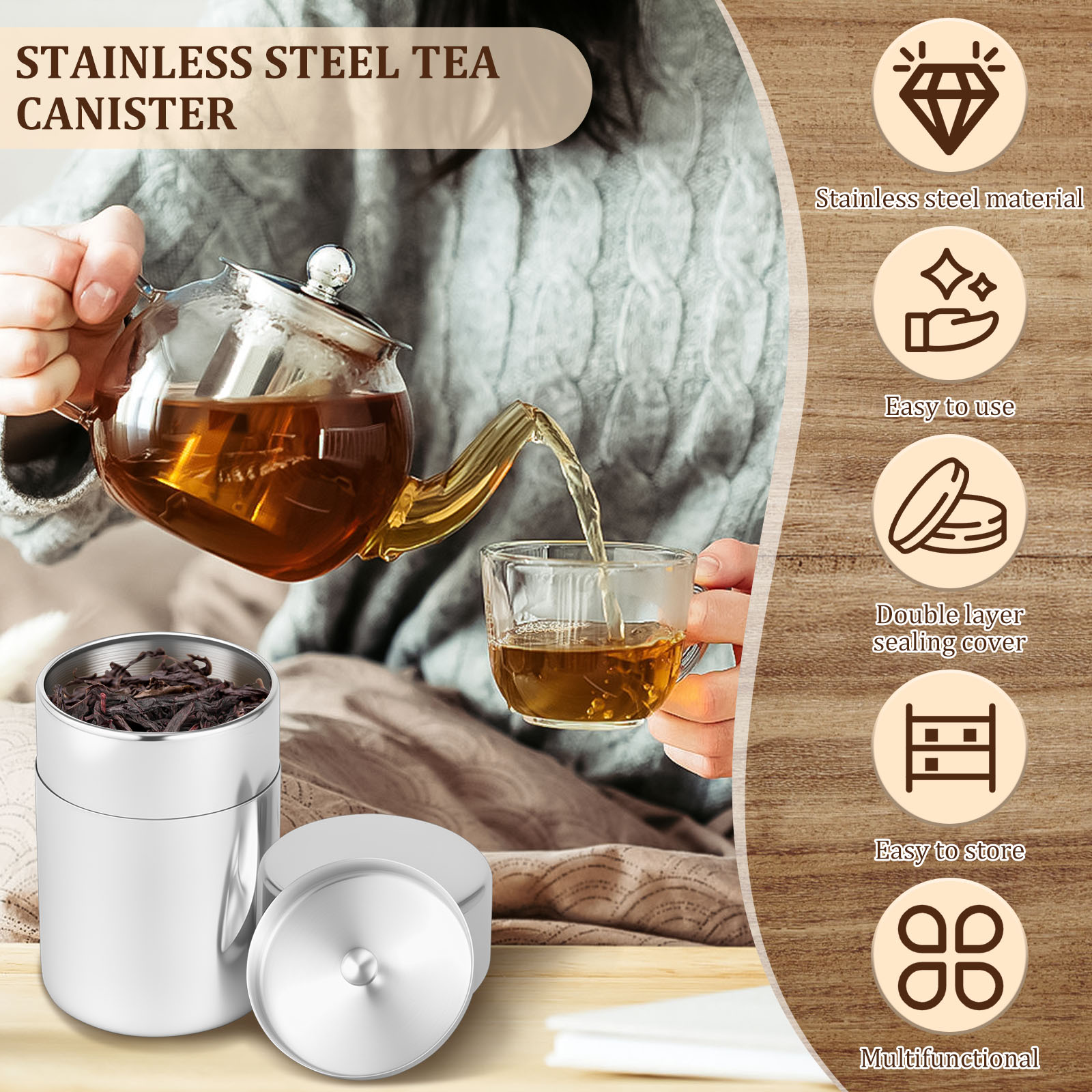 Edelstahl Tee Blatt Dosen Kani – Canister Coffee Sugar Tea Bewertung und Preis