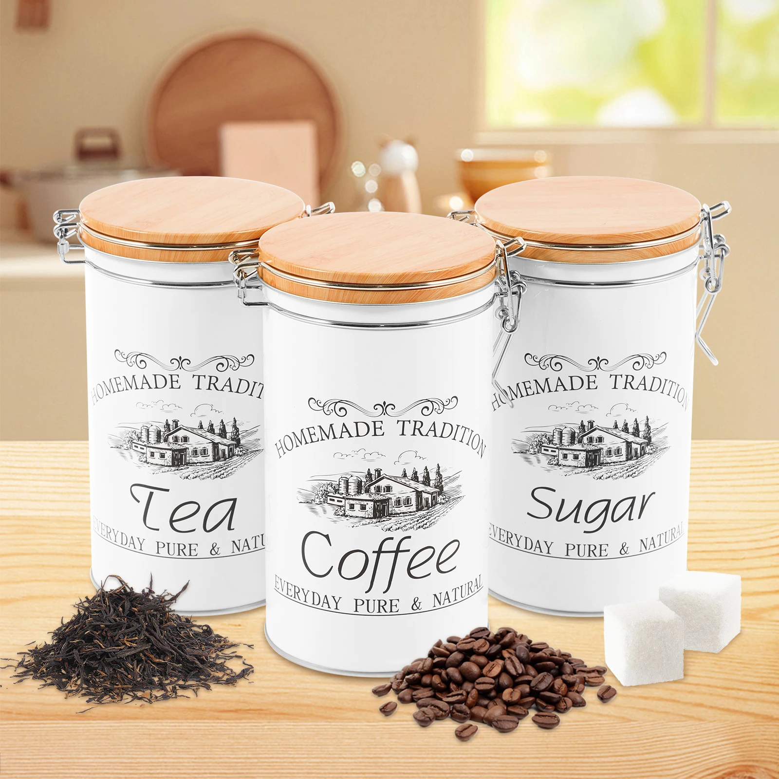 3-teiliges Set Tee-Kaffee-Zuck – Canister Coffee Sugar Tea Bewertung und Preis